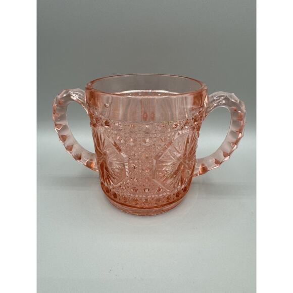 Imperial Glass Sugar Bowl Bright Deep Pink Open Pattern #0671 Button Vintage - Picture 5 of 8